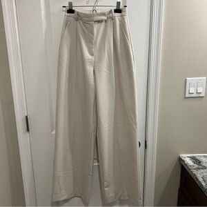 Zara Cream High Waisted Pleated Trouser